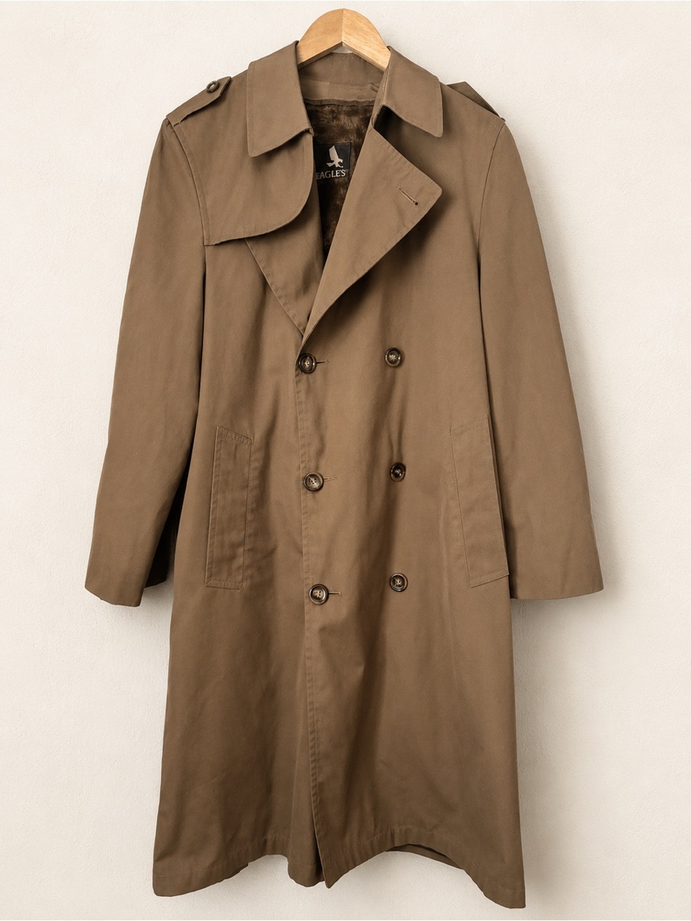 Vintage GlenEagles Double-Breasted Brown Trench Coat
